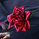  Красная Роза из шелка. Брошь-булавка. Цветы из шелка Анна Киселева. Ярмарка Мастеров.  Фото №4