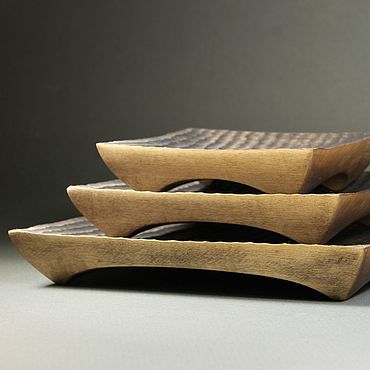 Посуда ручной работы. Ярмарка Мастеров - ручная работа Тарелки из клена резные (набор из 3 шт.). Handmade.