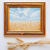 Картины и панно handmade. Livemaster - original item Oil Painting Wheat Field. Handmade.