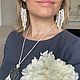 Кулон + серьги в стиле бохо молочного цвета. Комплекты украшений. Macrame_ecodecor (Оксана Куликова). Интернет-магазин Ярмарка Мастеров.  Фото №2