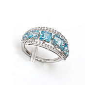 Кольцо с натуральной голубой бирюзой, серебро 925