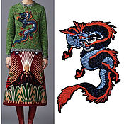 Материалы для творчества handmade. Livemaster - original item Dragon embroidered Applique for clothing decor. Handmade.