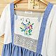 Льняное платье с винтажной вышивкой "Милые фиалки", Платья, Коломна,  Фото №1