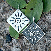 Украшения handmade. Livemaster - original item Sun pendant made of 925 sterling silver in the shape of a rhombus RO0047. Handmade.