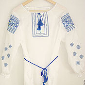Русский стиль handmade. Livemaster - original item Women`s linen shirt with Russian embroidery 