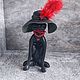 черная кошка в шляпе из кожи. Мягкие игрушки. настя (vorobei777). Интернет-магазин Ярмарка Мастеров.  Фото №2