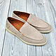 Men's loafers made of genuine suede, in beige color!, Loafers, St. Petersburg,  Фото №1