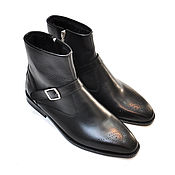 Обувь ручной работы handmade. Livemaster - original item Men`s ankle boots, made of genuine leather, with fur, with brogation!. Handmade.