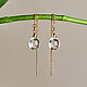 Broach earrings with a drop of Czech glass in 14k gold, Thread earring, Moscow,  Фото №1