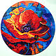  Red Poppy Round Acrylic Painting with Poppy, Pictures, Ryazan,  Фото №1