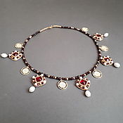 Украшения handmade. Livemaster - original item Red necklace with pendants, luxurious necklace with garnets and pearls. Handmade.