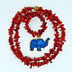 Колье из красного коралла, подвеска слон  друза агата, Колье, Москва,  Фото №1