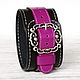 Woman Wide Leather Cuff, Purple Leather Bracelet. Hard bracelet. Made In Rainbow. Online shopping on My Livemaster.  Фото №2