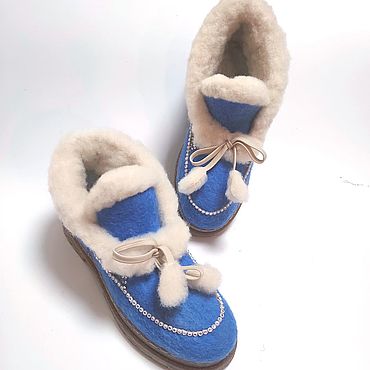 Обувь ручной работы. Ярмарка Мастеров - ручная работа Угги короткие с мехом. Handmade.