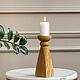 Ash candlestick in natural color, 18 cm