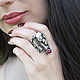 Ring Face with garnet made of 925 silver HB0083. Rings. Sunny Silver. Online shopping on My Livemaster.  Фото №2