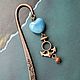 Marine bookmark with a blue heart and aventurine, Bookmark, Moscow,  Фото №1