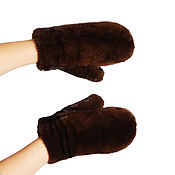 Аксессуары handmade. Livemaster - original item Size 7-7.5. Warm winter mittens made of brown mink fur. Handmade.