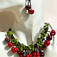 'Cherry ' necklace and earrings lampwork leather glass copyright. Jewelry Sets. BeautyGlassByKate(Lampwork) (beauty-glass). Online shopping on My Livemaster.  Фото №2