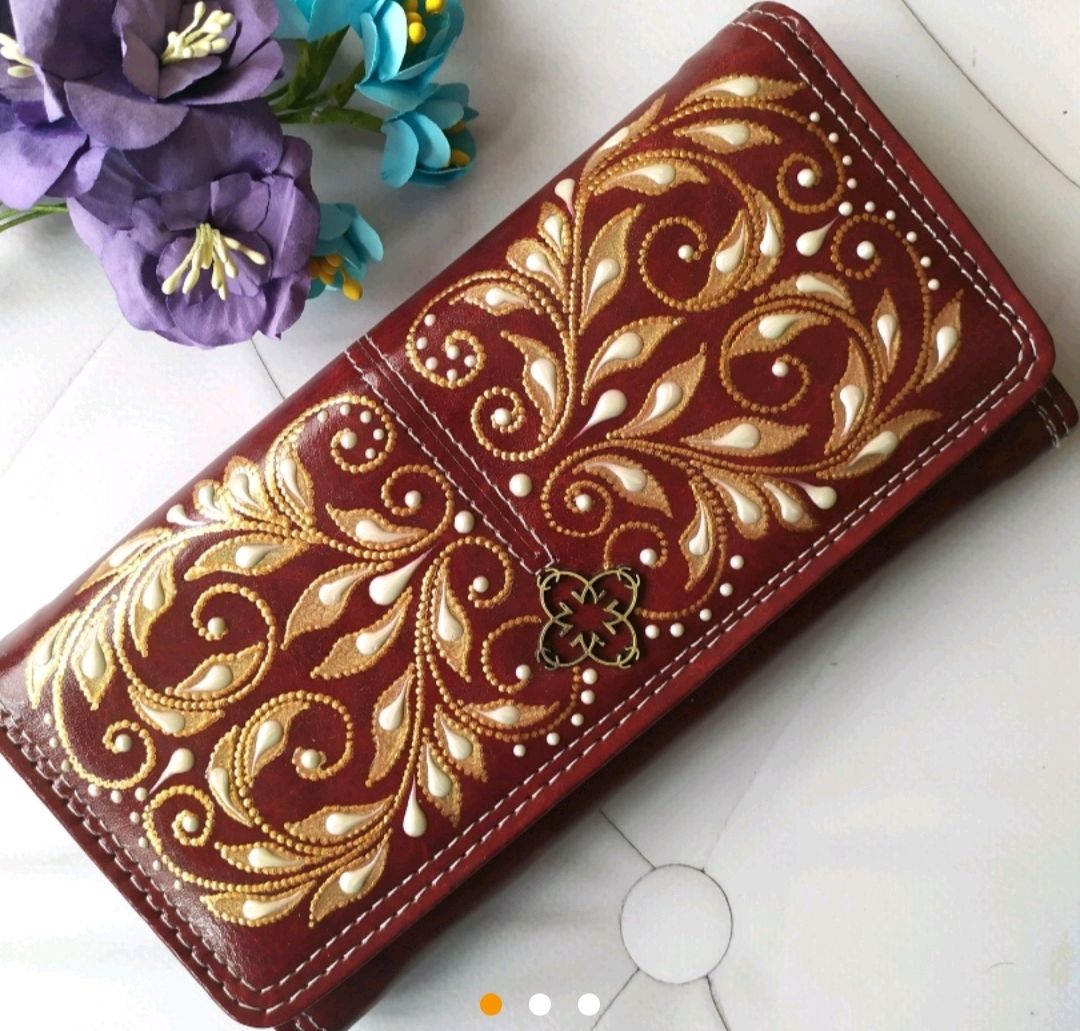 Кошелек женский из экокожи, красивый кошелек роспись кошелёк в подарок ...