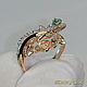 Ring 'SALAMANDER' 585 gold, diamonds, emerald. VIDEO, Rings, St. Petersburg,  Фото №1