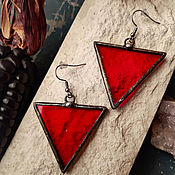 Украшения handmade. Livemaster - original item Red Triangle Earrings (e-021-01). Handmade.