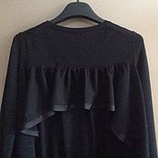 Винтаж: Черная блуза в белый «горох»
