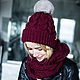 Winter hat and snood set with fur pompom. Caps. Woolle Store. Online shopping on My Livemaster.  Фото №2