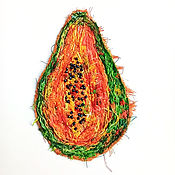Материалы для творчества handmade. Livemaster - original item Papaya, author`s applique and hand embroidery. Handmade.