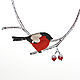 Choker leather 'bullfinch on a branch'. Necklace. leather fantasies. My Livemaster. Фото №4