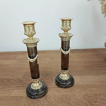 Для дома и интерьера ручной работы. Ярмарка Мастеров - ручная работа Пара подсвечников Обсидиан, ЭКСКЛЮЗИВ. Handmade.