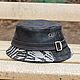 Leather and denim bucket hat BBH-08. Panama. Bluggae Custom Headwear. My Livemaster. Фото №4