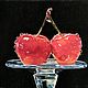 Painting cherry cherry glass on a black background hyperrealism on hol, Pictures, Ekaterinburg,  Фото №1