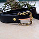 Black leather strap with original pin buckle made of brass, Straps, Semenovka,  Фото №1