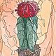 Заказать Картина акварелью, графика, для интерьера, прямоугольная. Кактус. Марина Маркина. Ярмарка Мастеров. . Картины Фото №3