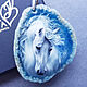 Custom-made WHITE HORSE pendants-jewelry painting on stone. Pendant. Olga Kniazeva | Jewelry painting. Online shopping on My Livemaster.  Фото №2
