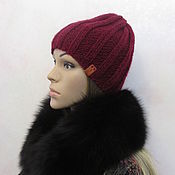 Аксессуары handmade. Livemaster - original item Beanie hat, burgundy, half-wool, gift.. Handmade.
