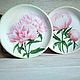 'Ball peony' Set of two decorative plates in vintage style, country. Children\'s tableware. botanica-m. Online shopping on My Livemaster.  Фото №2