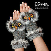 Slippers-sledochki Owls blue
