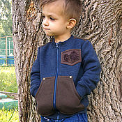 Одежда детская handmade. Livemaster - original item Cowboy sweatshirt for boy, children`s blue sweatshirt with zipper. Handmade.