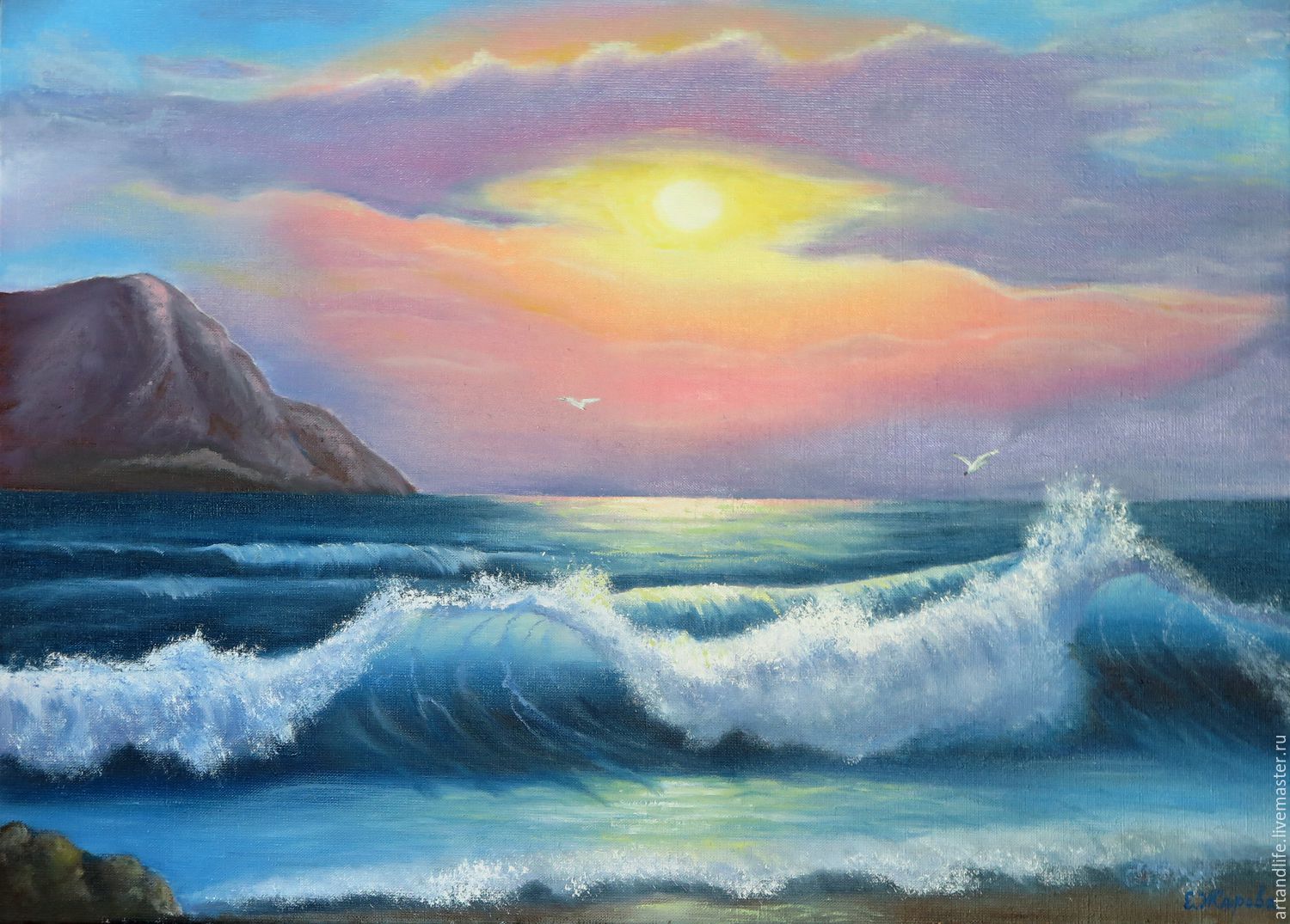 Море волны закат картины