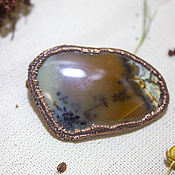 Украшения handmade. Livemaster - original item Copper brooch moss agate.. Handmade.