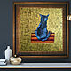 Картина черный кот на золотом фоне. Картины. Юлия Берсенева Цветные коты. Ярмарка Мастеров.  Фото №5