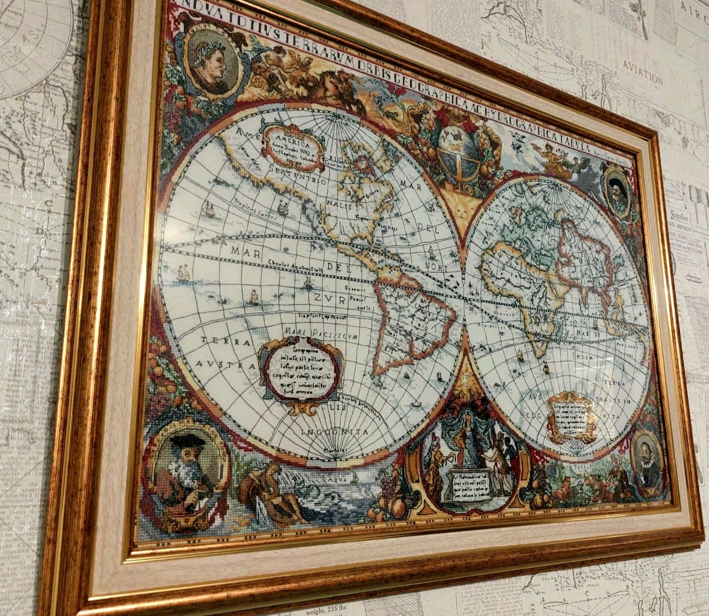 Ручная работа Вышивка крестом. Географическая карта мира. в интернет ...