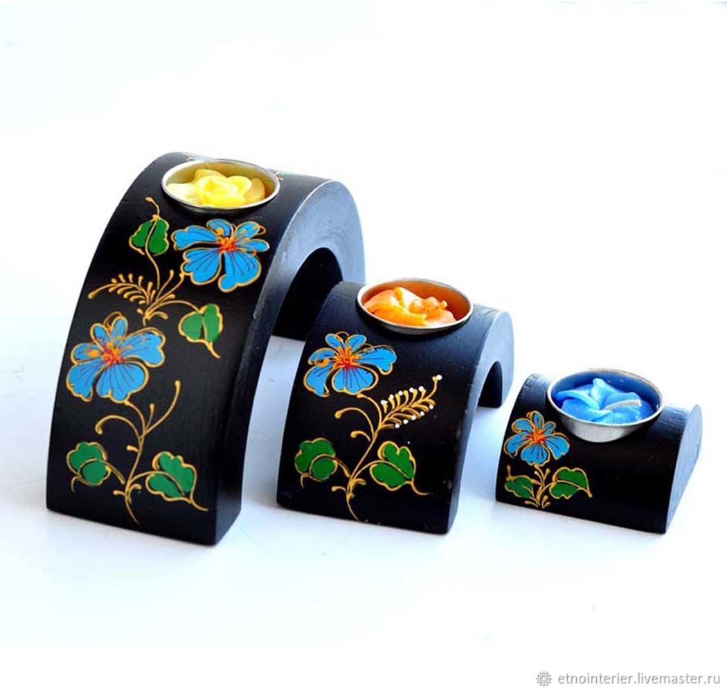 Подсвечник тройной из дерева купить в интернет-магазине Ярмарка ...