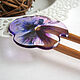 A wooden stud made of beech with a transparent lilac Viola flower. Hairpin. WonderLand. My Livemaster. Фото №4