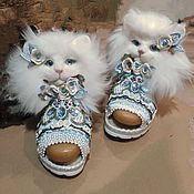 Обувь ручной работы handmade. Livemaster - original item Home slippers, fur embroidered. Handmade.
