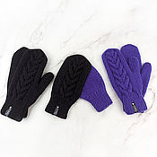 Аксессуары handmade. Livemaster - original item 5 PCs. Mittens for lovers Lovebirds knitted Purple Night. Handmade.