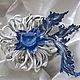 brooch made of leather. Chrysanthemum 'Silver icicle'. Brooches. LIUDMILA SKRYDLOVA (flower glade). My Livemaster. Фото №6