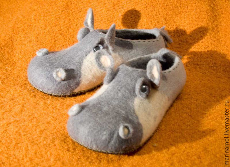 Felted Slippers 'Hippos', Slippers, Miass,  Фото №1